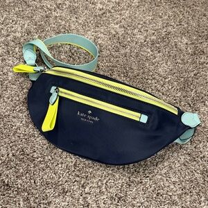kate spade Navy Belt Bag with Yellow and Mint Accents